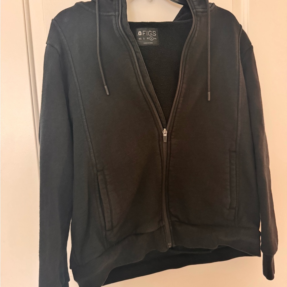 Figs Men's Black Full-Zip Hoodie Jacket